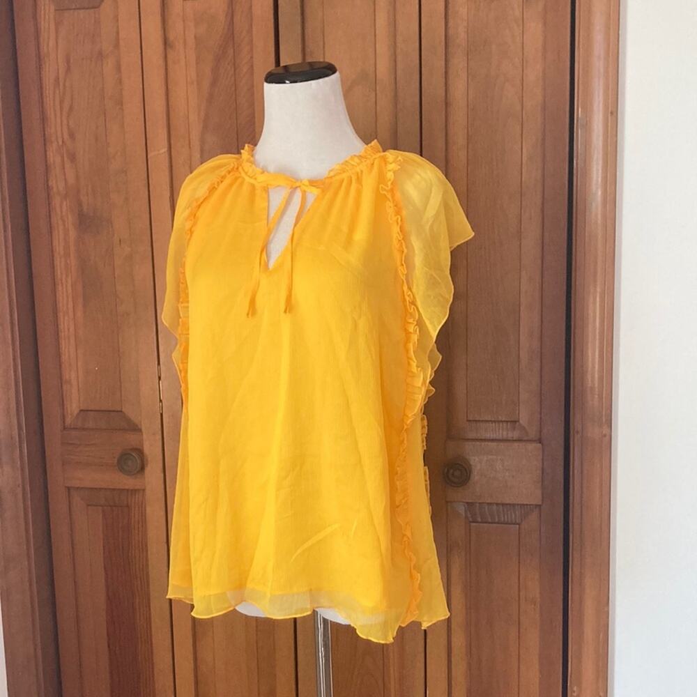 Chelsea & Violet Yellow Chiffon Pullover Top, Size L